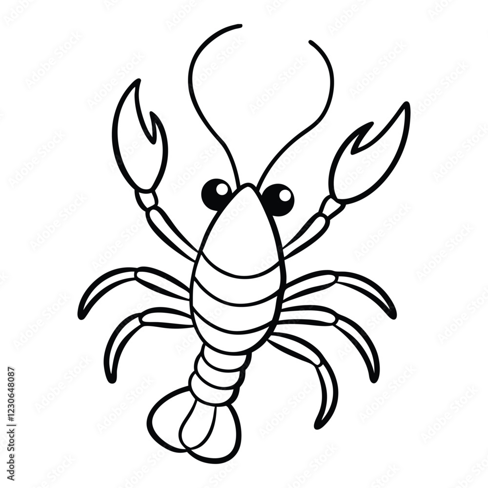 lobster vector illustration line art on a white background lobster vector illustration line art on a white background