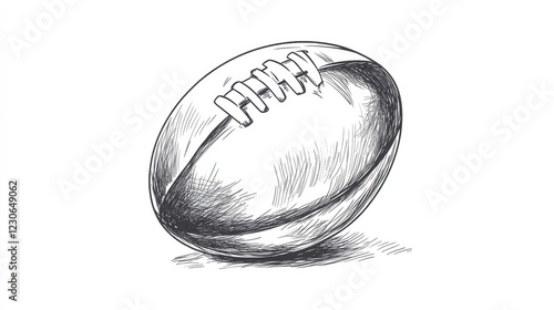 Rugby ball hand drawn outline doodle icon. Rugby equipment, team sport, healthy lifestyle concept. Vector sketch illustration for print, web, mobile and infographics on white background.
