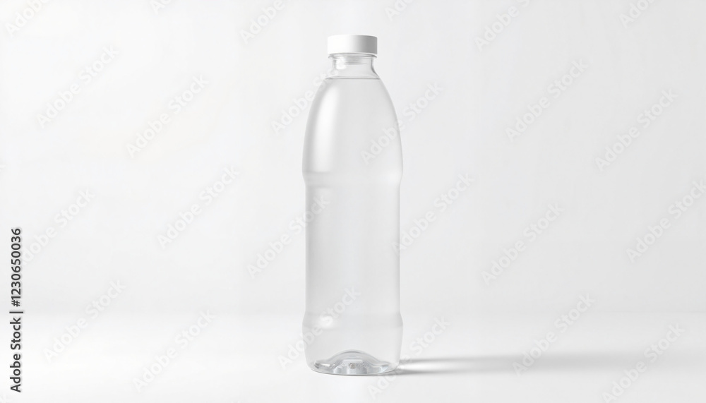 Clear plastic water bottle mockup on white background Clear plastic water bottle mockup on white background