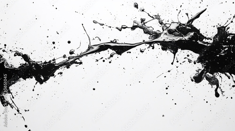 Naklejka premium Dynamic black ink splash creating an abstract design against a clean white background