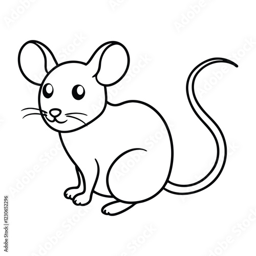 baby mouse line art vector illustration on a white background