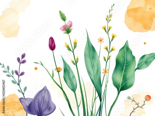 Watercolor Herb Pattern Background Design