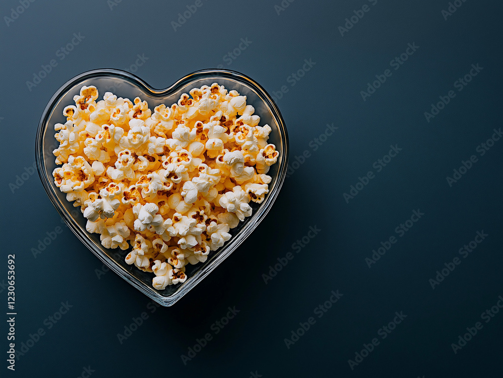 Herzförmige Schüssel mit frischem, fluffigem Popcorn
Herzförmige Schüssel mit frischem, fluffigem Popcorn