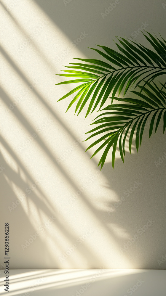 Fototapeta premium Palme steht vor mintgrüner Wand