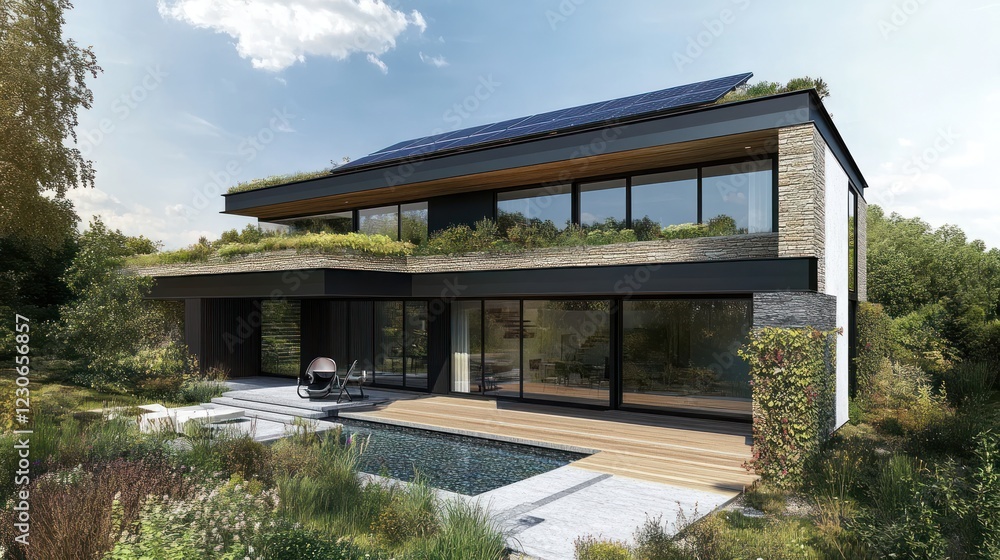 Modern Eco Friendly House With Solar Panels And Pool Modern Eco Friendly House With Solar Panels And Pool