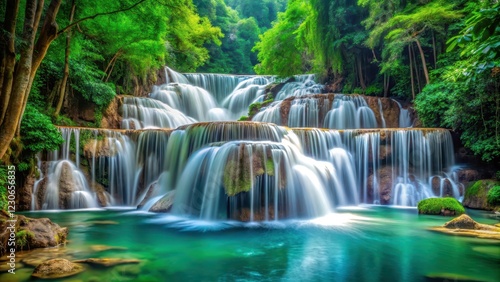 Emerald Veil of Huay Mae Kamin Waterfall , Thailand, element,  Thailand, element, forest, landscape, water, fauna