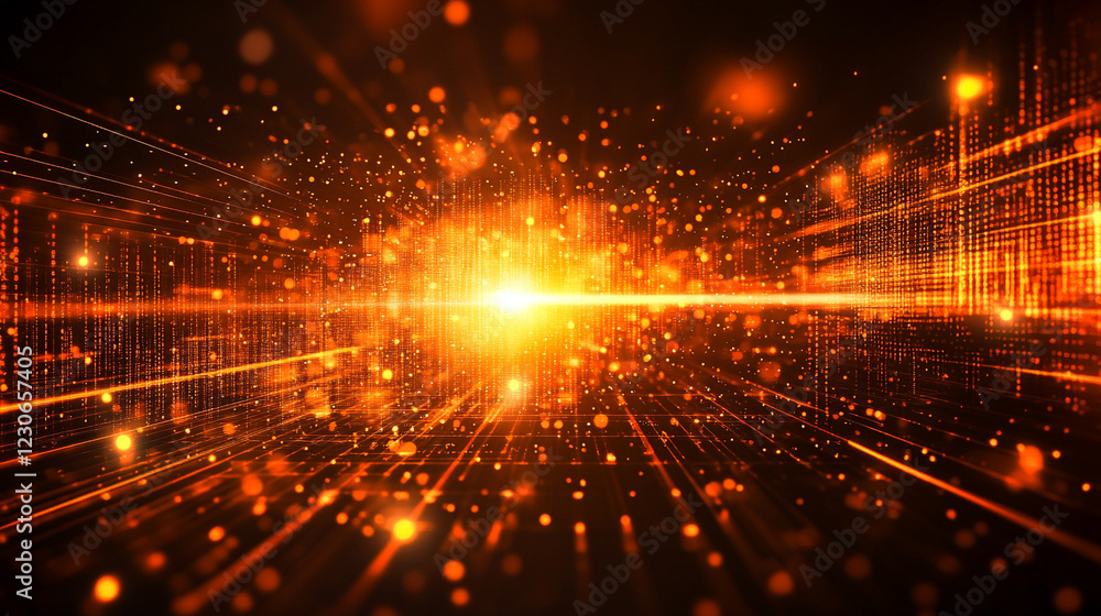 Fototapeta premium A creative binary coding texture with flowing software programming code rendered in 3D minimalistic bright light tones and blurred background with empty space for captions