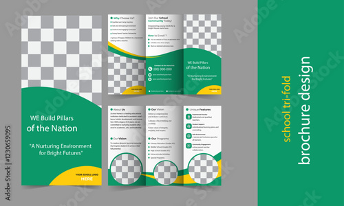 Kids back to school education admission trifold brochure template, school trifold brochure design, kids academy brochure template