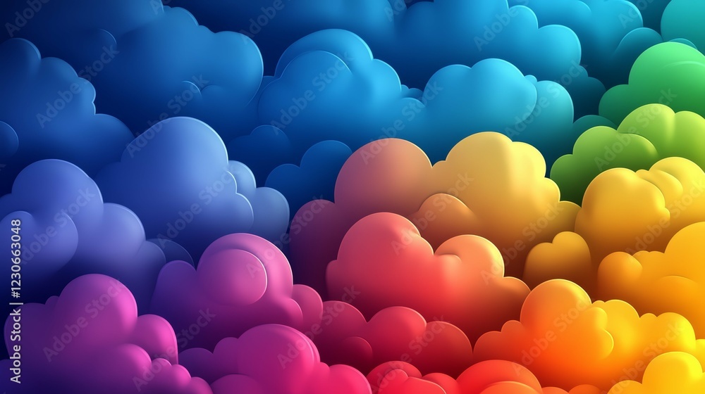 Obraz premium Vibrant Abstract Art of Colorful Clouds and Gradients in a Surreal Design