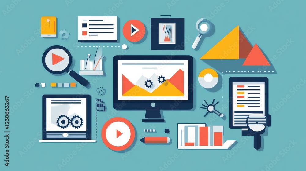 SEO optimization, search engine analysis, flat design illustration SEO optimization, search engine analysis, flat design illustration