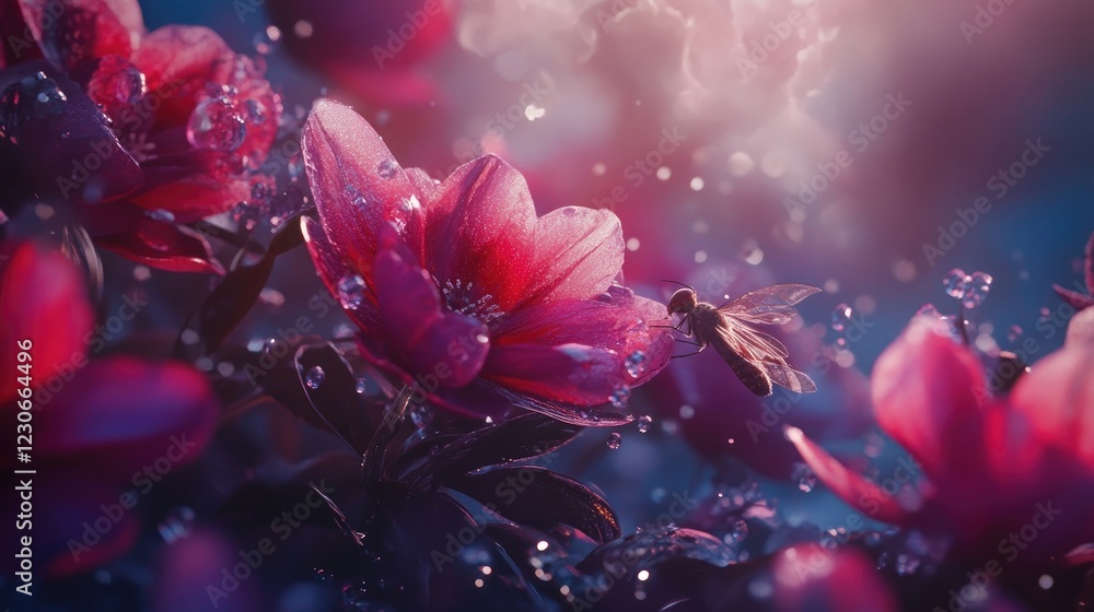 A close-up of pollinators interacting with flowers, showcasing the life cycle of plants A close-up of pollinators interacting with flowers, showcasing the life cycle of plants