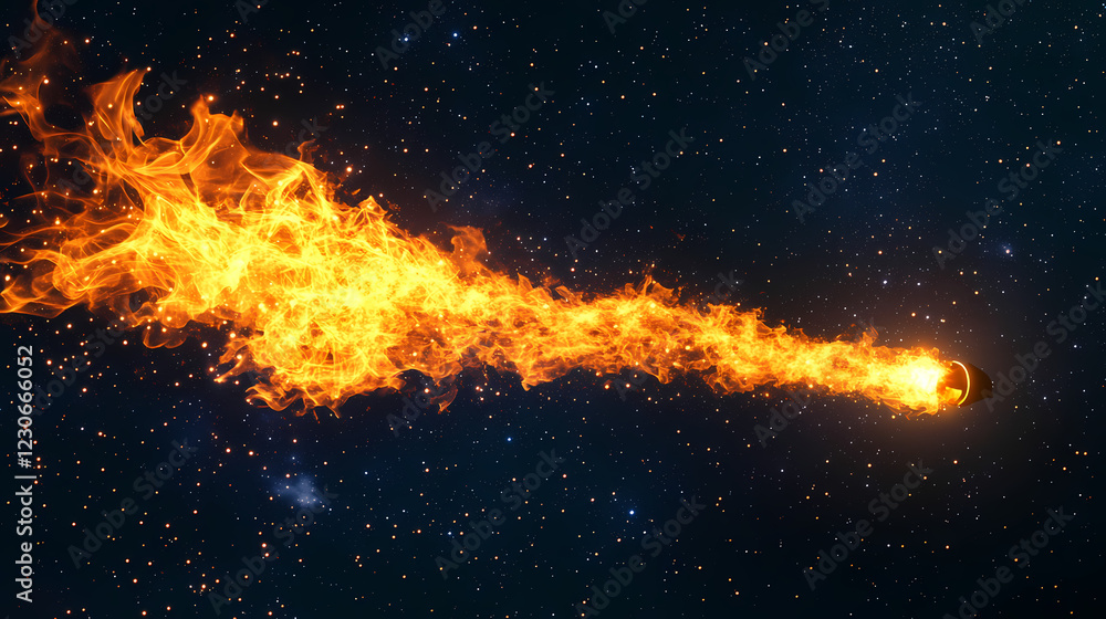 Fiery torch blazing against dark starry background. Blazing Path. Illustration Fiery torch blazing against dark starry background. Blazing Path. Illustration