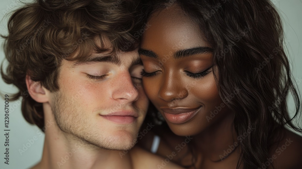 Young Couple Sharing Intimate Moment Eyes Closed Young Couple Sharing Intimate Moment Eyes Closed