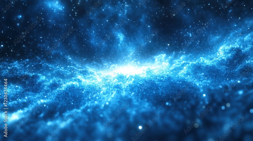 Cosmic Scene With Swirling Blue Stars and Galaxies in Space. Generative AI Cosmic Scene With Swirling Blue Stars and Galaxies in Space. Generative AI