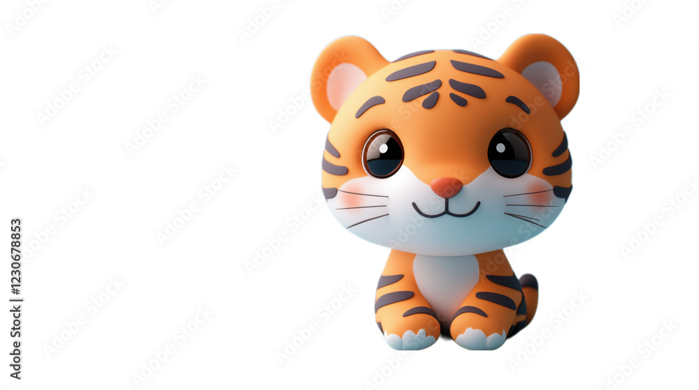 A cute cartoon-style tiger toy, with vibrant orange and black stripes, sitting cheerfully. This adorable tiger figurine captures a playful and friendly design, perfect for children’s rooms or animal l A cute cartoon-style tiger toy, with vibrant orange and black stripes, sitting cheerfully. This adorable tiger figurine captures a playful and friendly design, perfect for children’s rooms or animal l