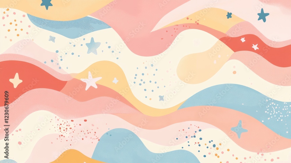 Pastel Waves Abstract Background Design With Stars Pastel Waves Abstract Background Design With Stars