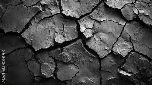 Cracked Gray Surface Shows Textures and Patterns of Aging. Generative AI photo