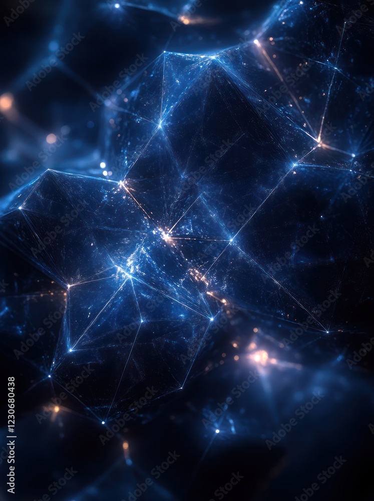 Fototapeta premium Global network connection, city lights background, digital illustration, technology concept