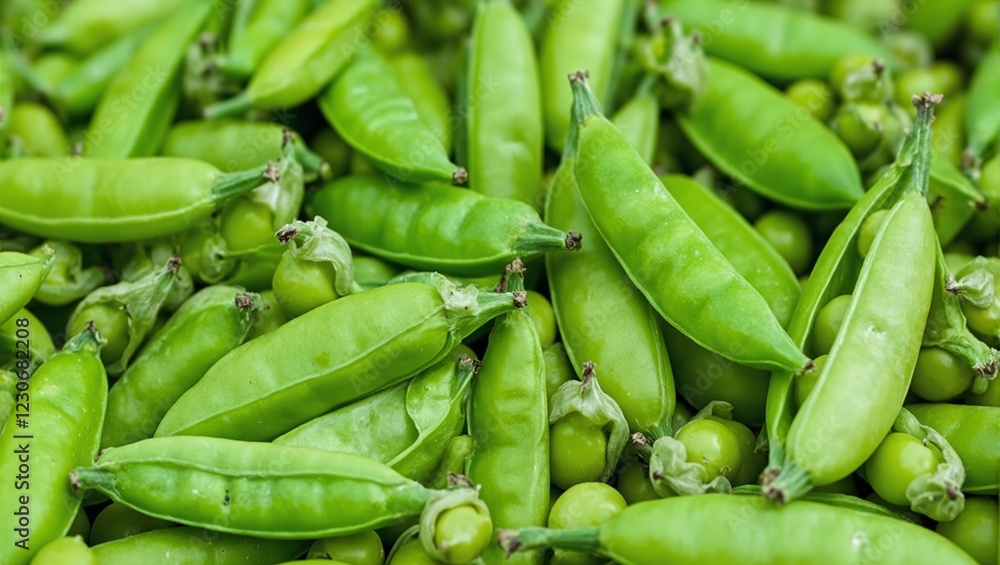 Fresh green peas in pods some split open Fresh green peas in pods some split open