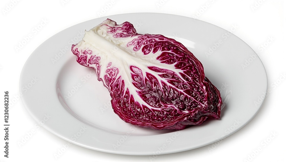 Obraz premium Vibrant red radicchio on white plate
