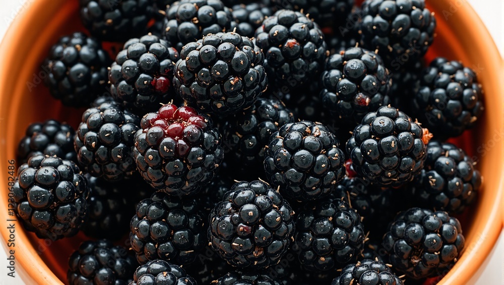 Juicy ripe blackberries in a glossy bowl Juicy ripe blackberries in a glossy bowl