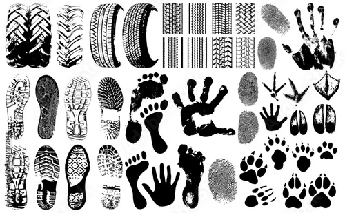 Footprints Silhouette Vector Pack graphic drawing illustration for stickers, streetwear, t-shirts, logos, print-on-demand, print, or branding