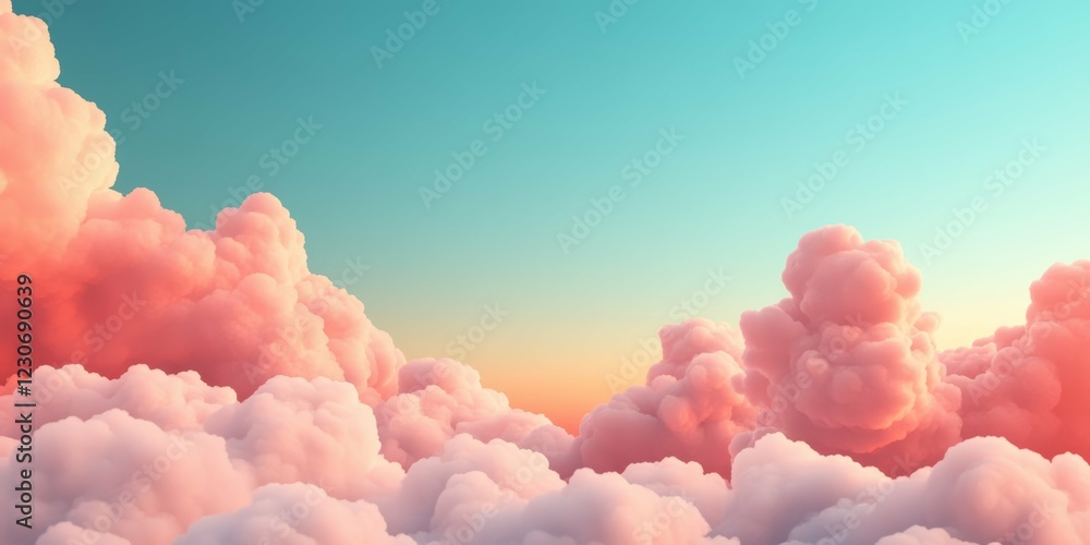 Breathtaking Pastel Sunset with Fluffy Clouds Capturing Nature's Tranquil Beauty Breathtaking Pastel Sunset with Fluffy Clouds Capturing Nature's Tranquil Beauty
