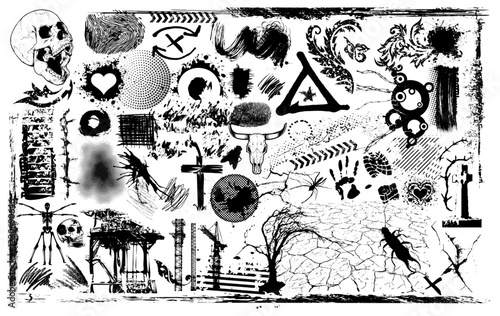 Best Grunge Silhouette Vector Pack graphic drawing illustration for stickers, streetwear, t-shirts, logos, print-on-demand, print, or branding