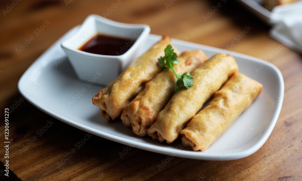 Chinese Spring Rolls with Sweet and Sour Sauce Chinese Spring Rolls with Sweet and Sour Sauce