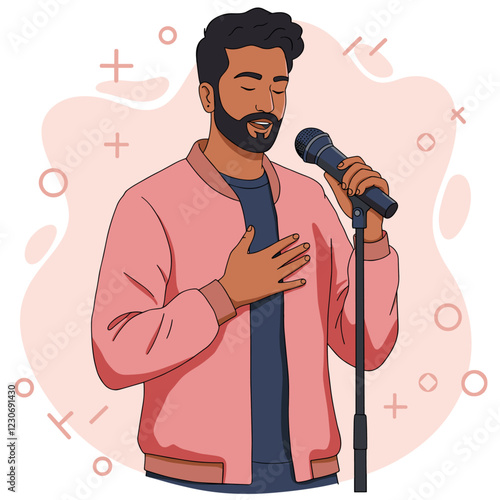 Indian male singer colorful minimalist illustration sticker