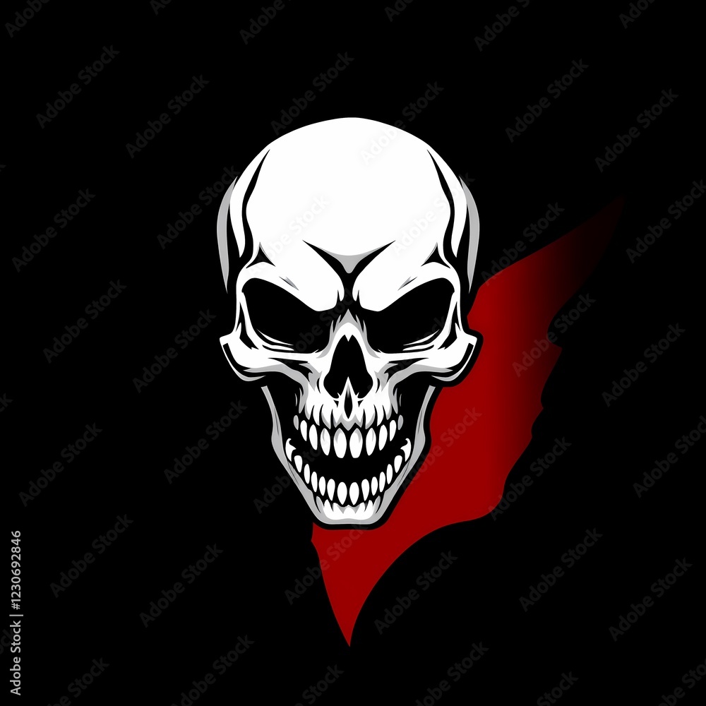 A striking skull set against a dramatic red and black background, evoking a sense of mystery and intrigue. A striking skull set against a dramatic red and black background, evoking a sense of mystery and intrigue.