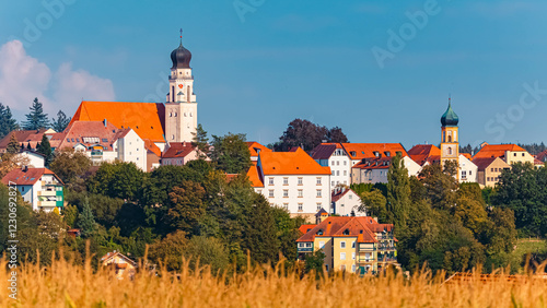 Church on a sunny summer day at Bad Griesbach im Rottal, Passau, Bavaria, Germany