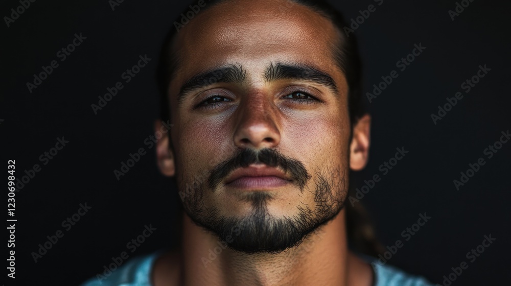 Young Man With Dark Hair and Beard Posing Young Man With Dark Hair and Beard Posing