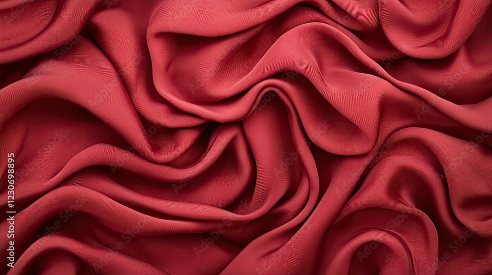 Luxurious red silk fabric draped to showcase its rich texture and abstract patterns, suitable for creative projects and commercial use Luxurious red silk fabric draped to showcase its rich texture and abstract patterns, suitable for creative projects and commercial use