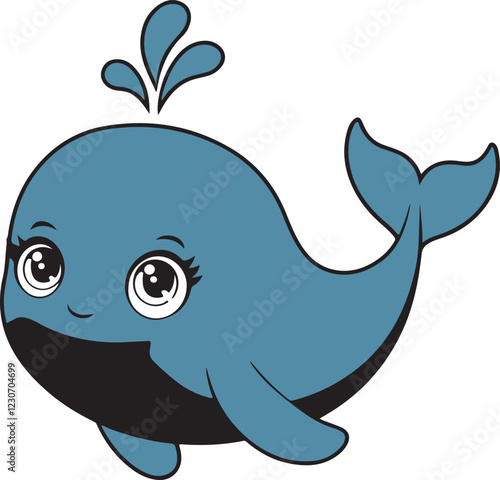 An illustration of a cute cartoon whale