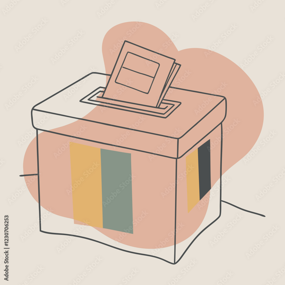 People voting in elections, black and white and colored designs People voting in elections, black and white and colored designs