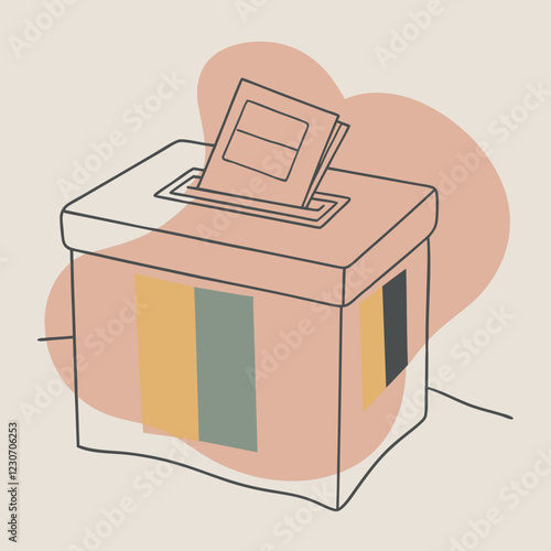 People voting in elections, black and white and colored designs