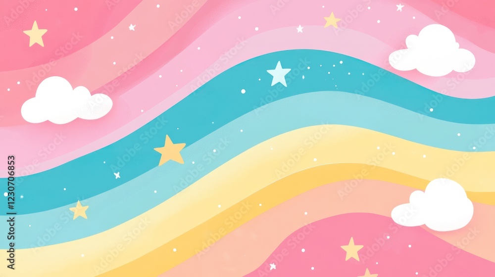 Pastel Rainbow Sky With Stars And Clouds Pastel Rainbow Sky With Stars And Clouds