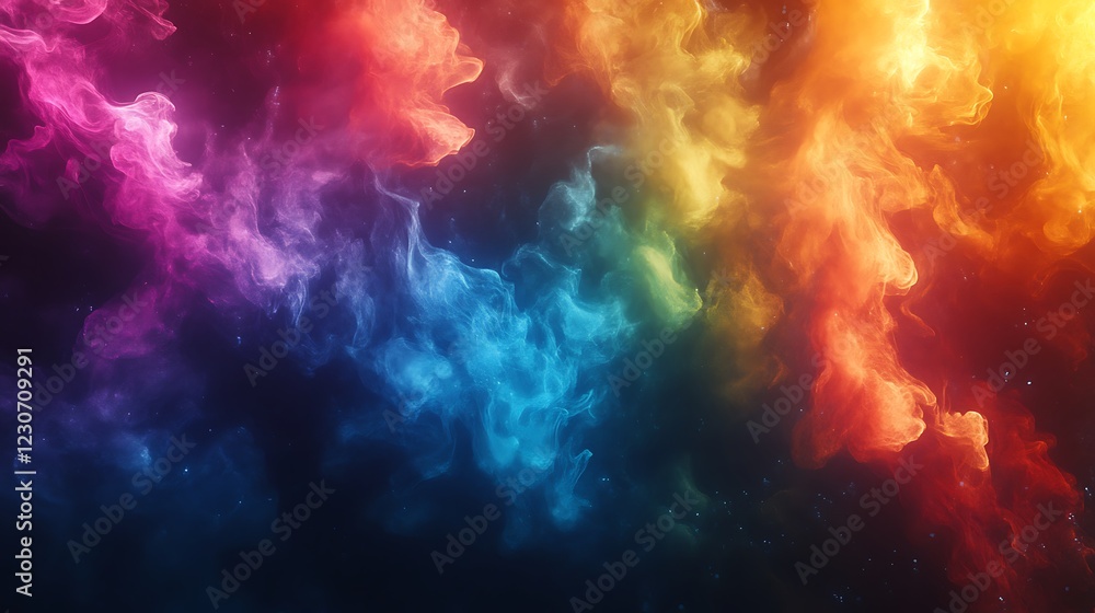 Naklejka premium a vibrant and abstract depiction of colored smoke or ink in water