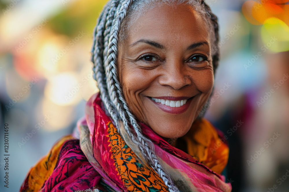 Close-up of a smiling senior African woman, radiating warmth and wisdom. Her glowing skin, deep wrinkles, and joyful eyes tell a story of life experience and resilience. A stunning outdoor portrait.
Close-up of a smiling senior African woman, radiating warmth and wisdom. Her glowing skin, deep wrinkles, and joyful eyes tell a story of life experience and resilience. A stunning outdoor portrait.