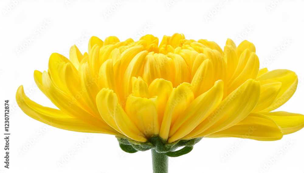 Fototapeta premium close up beautiful yellow chrysanthemum flower bud isolated on white background object with clipping path