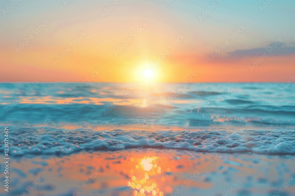 Fototapeta premium Nature background with sunrise sunset and sea travel elements.