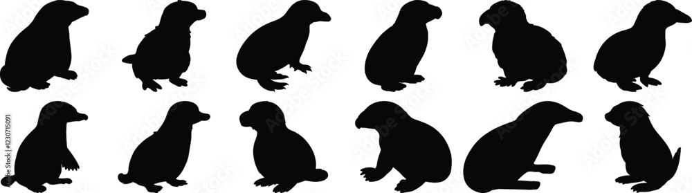 Obraz premium Platypus silhouette set vector design big pack of animal illustration and icon