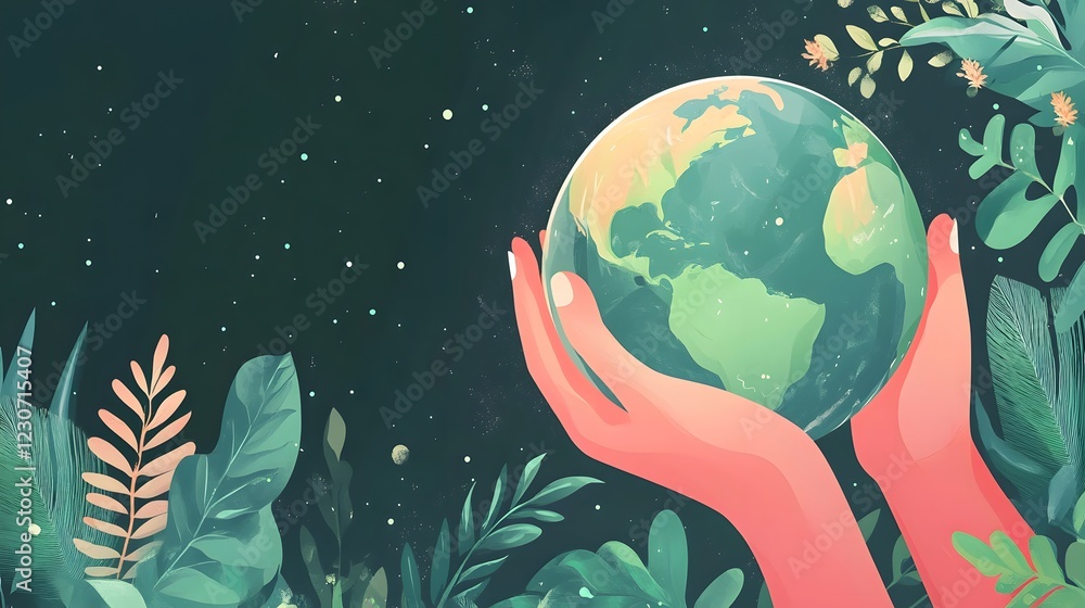 Fototapeta premium Woman hand holding earth save planet earth day