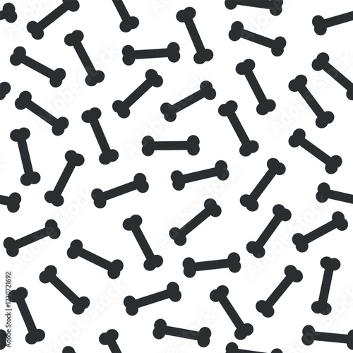 Black and White Bones Pattern - Messy Silhouettes on White Background. Seamless Link.