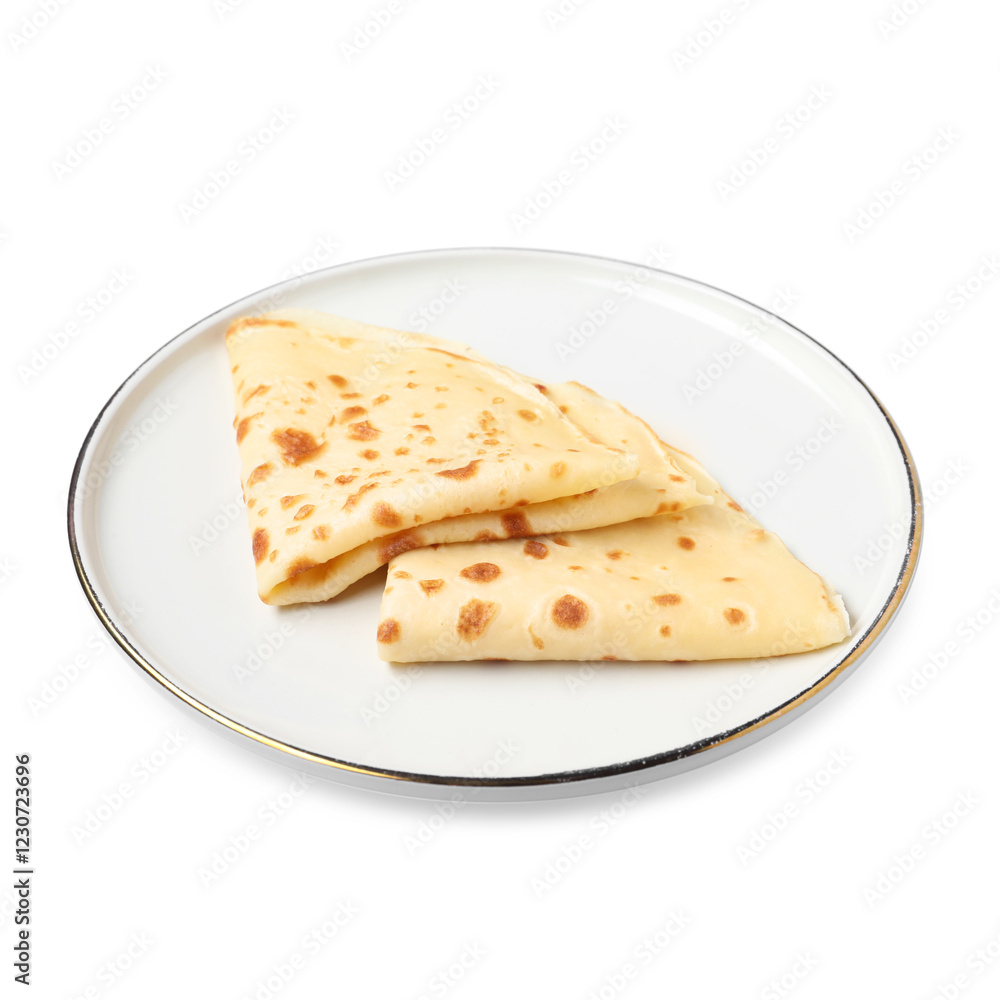 Delicious fresh folded crepes isolated on white Delicious fresh folded crepes isolated on white