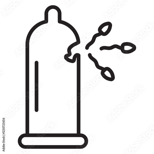 Broken condom icon Black and white logo