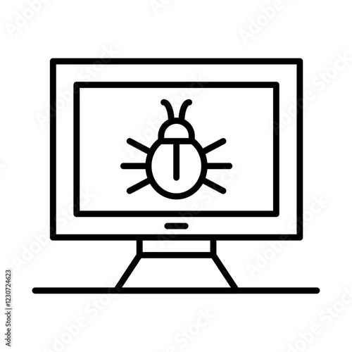 Computer bug icon Black and white logo