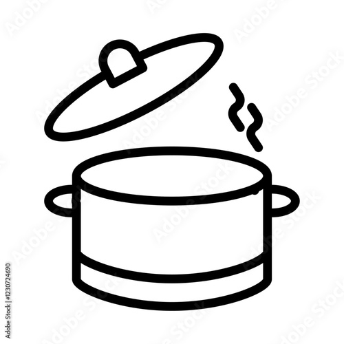 Cooking pot Icon Black and white logo