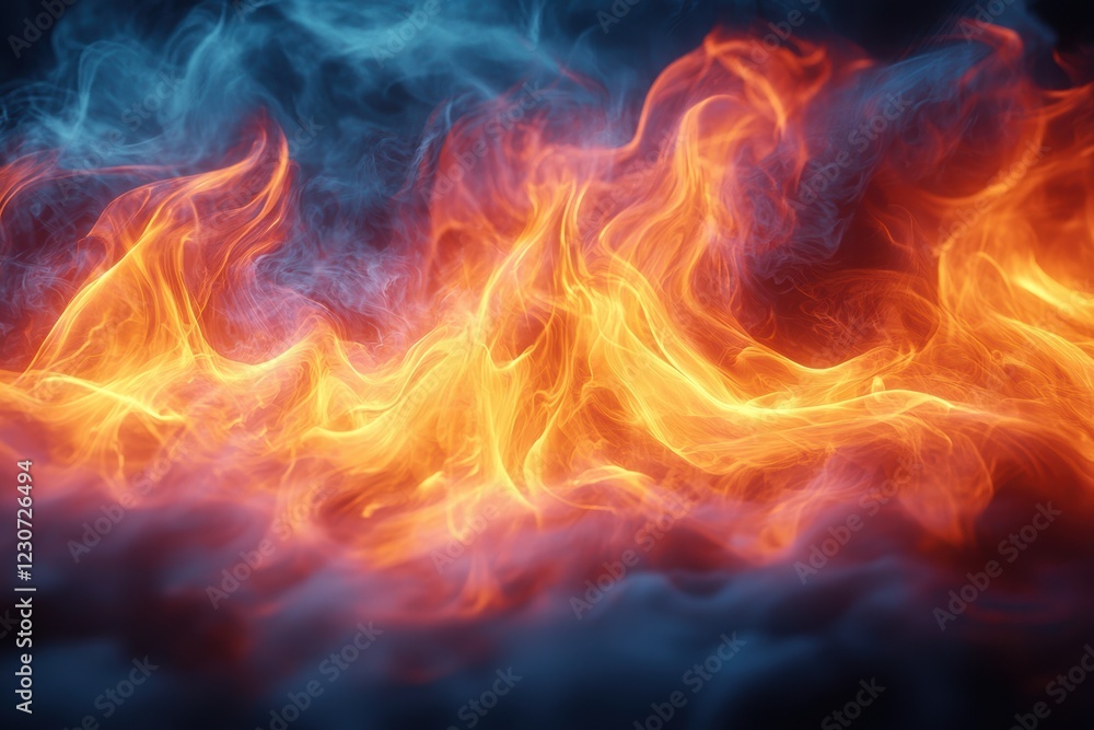 An impressive and dynamic abstract background featuring vivid fire and smoke effects An impressive and dynamic abstract background featuring vivid fire and smoke effects
